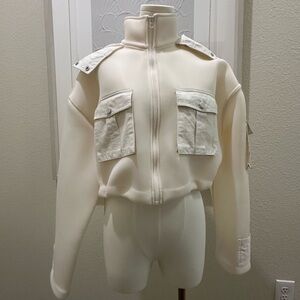 ALO Cream Zip-Up Jacket with Pockets
